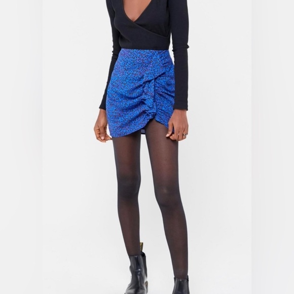 Urban Outfitters Dresses & Skirts - Urban Outfitters| Leopard Mila Printed Ruffle Mini Skirt in Blue, Animal Print!•